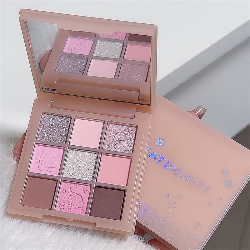 DIKALU Shell Nine Color Eyeshadow Plate Powder Purple Low Saturation Earth Blush High Light Lying Silkworm Compr 240624