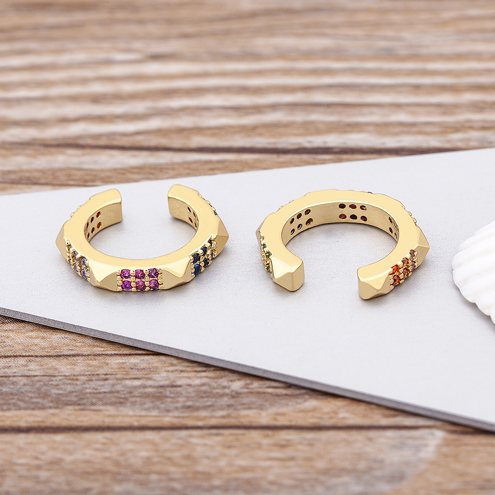 Hot Sale Wide Ear Cuffs Clip On Earrings for Women Without Piercing Copper CZ Cartilage Earcuffs Wedding Ear Clips Jewelry