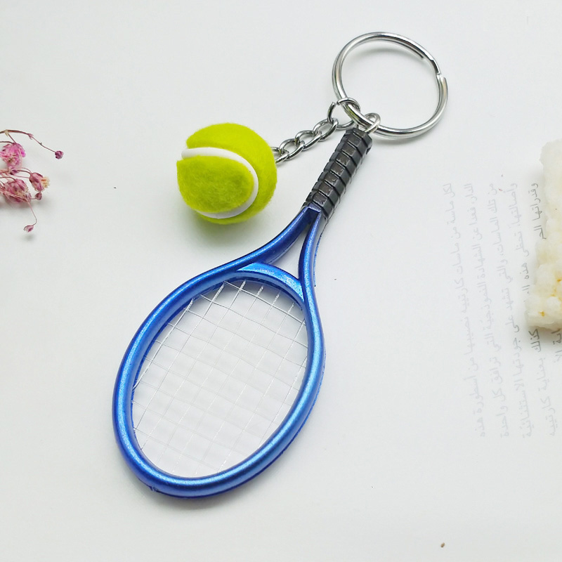 Cute Sport Mini Tennis Racket Pendant Keychain Keyring Key Chain Ring Finder Holer Accessories Gifts for Teenager Fan #1-17162