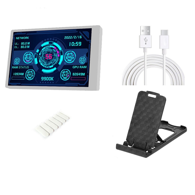 1 Set Secondary Screen Computer Monitor For Mini ITX Case 3.5 Inch IPS CPU GPU RAM HDD Monitoring USB Display AIDA64 White