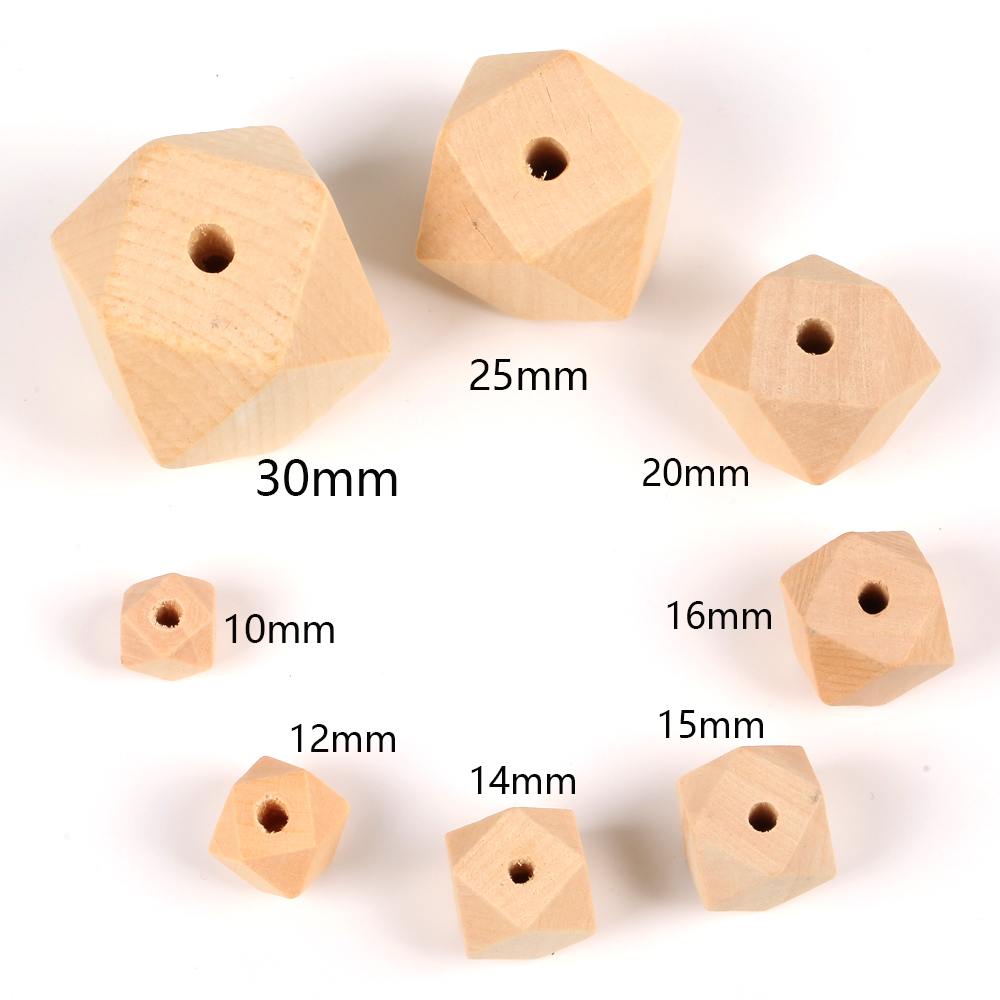 Natural Wooden Beads Hemu Loose Octagonal Wood Beads For Jewelry Necklace Bracelet Pacifier Accessories Baby Teether Toys