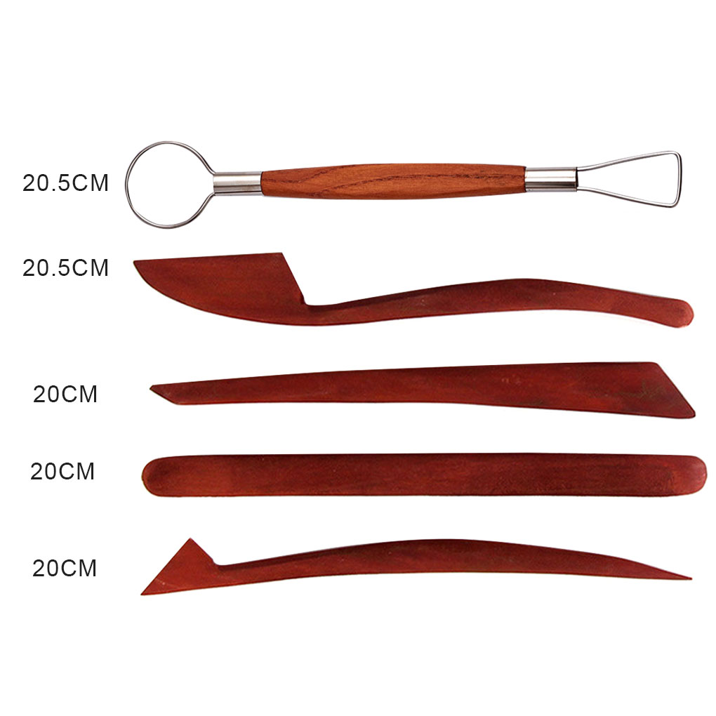 5pcs Wooden Polymer Clay Tool Modeling Clay Sculpture Tools Kits Soft Pottery Sculpting Gadget