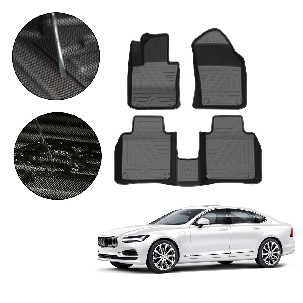 Fully Surrounded Foot Pad For Volvo S90 2017 2018 2019 2020 2021 Car Waterproof Non-Slip Rubber Floor Mat TPE Car Accessories