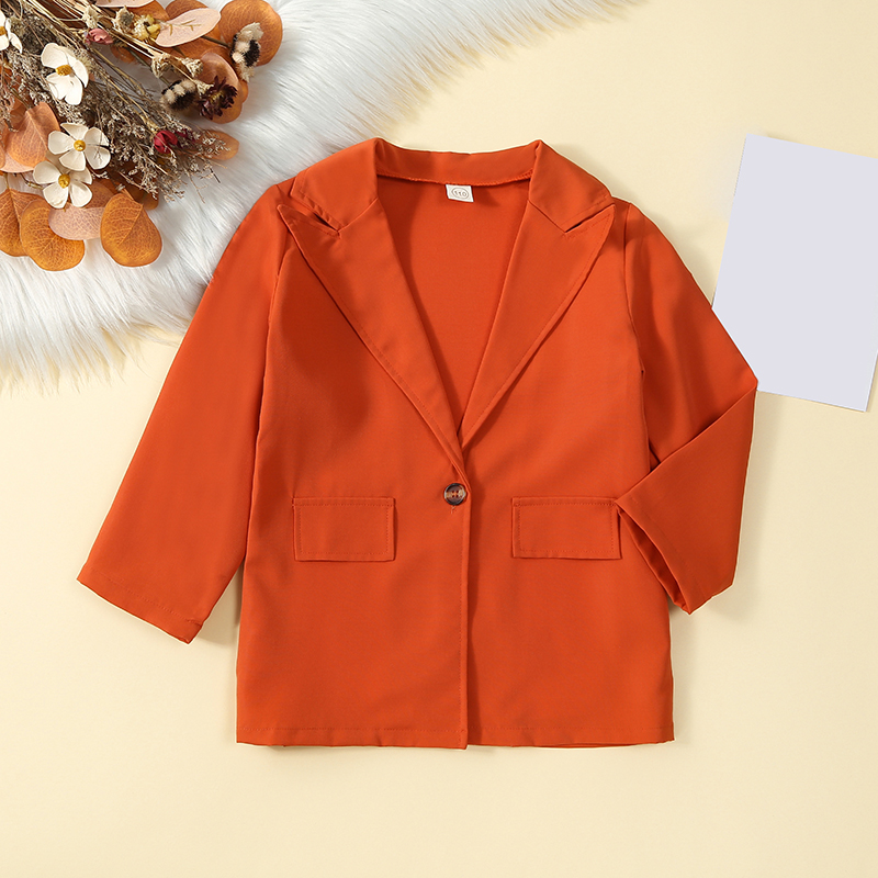 Pudcoco Toddler Kids Baby Girl Fall Jackets Long Sleeve Notched Lapel Coats Single Breasted Blazers Outerwear 3-7T