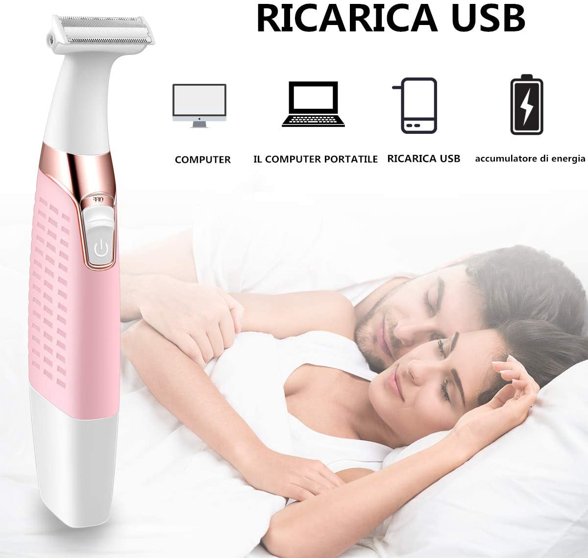 Woman electric epilator Waterproof electric 5 in1 electric epilator USB charging wet and dry for face nose eyebrows bikini