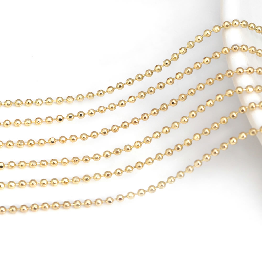 2 Meters 1.2MM 1.5MM 18K Gold Color Brass Ball Chains Beads Chains Necklace Chains Jewelry Making Supplies Findings Accessories