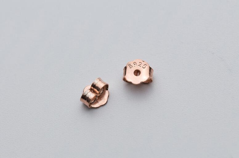 10pcs/lot 100% 925 Sterling Silver Earring Back Gold Rose Gold 4 5mm Butterfly Earring Stopper Findings for DIY Jewelry Findings