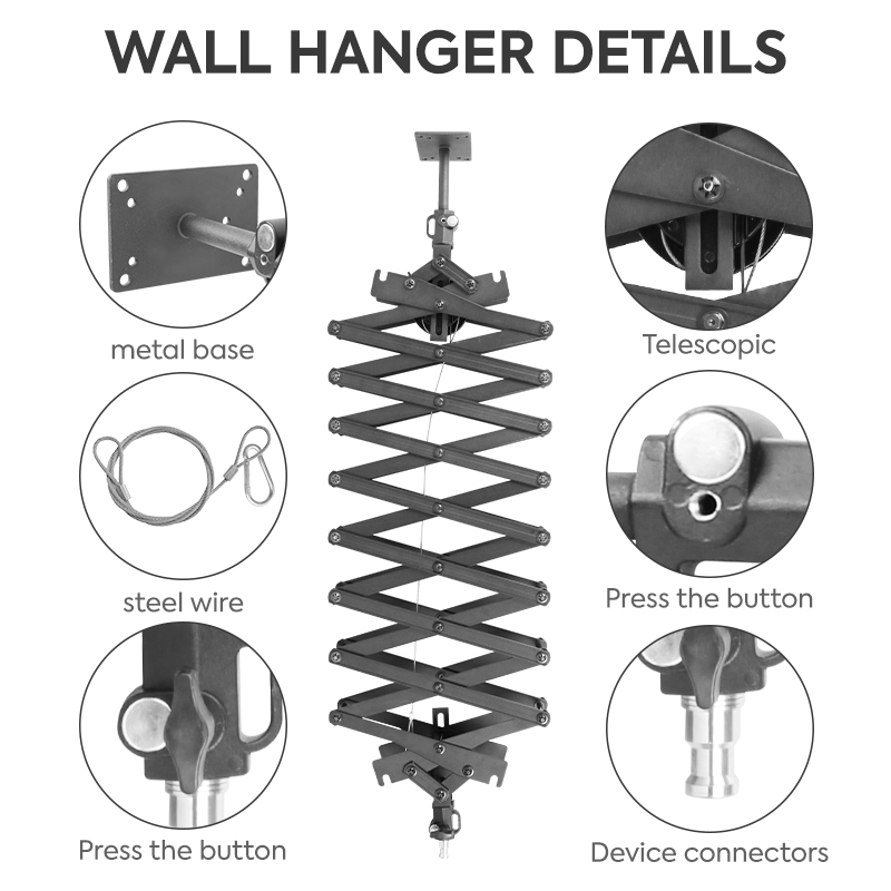 Max Length 78in/200cm Adjustable Photo Studio Wall Mount Boom Arm Bracket Ceiling Install For Ring Light Flash Photography Stand