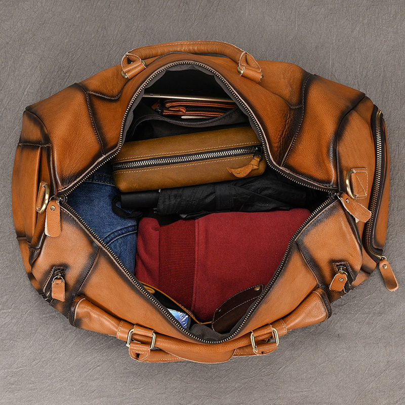 Duffle Mens Vintage Style Travel Bag, Genuine Cowhide Leather Large Weekender With Shoe Compartment, Handcrafted Overnight Bag New Free Delivery Desig