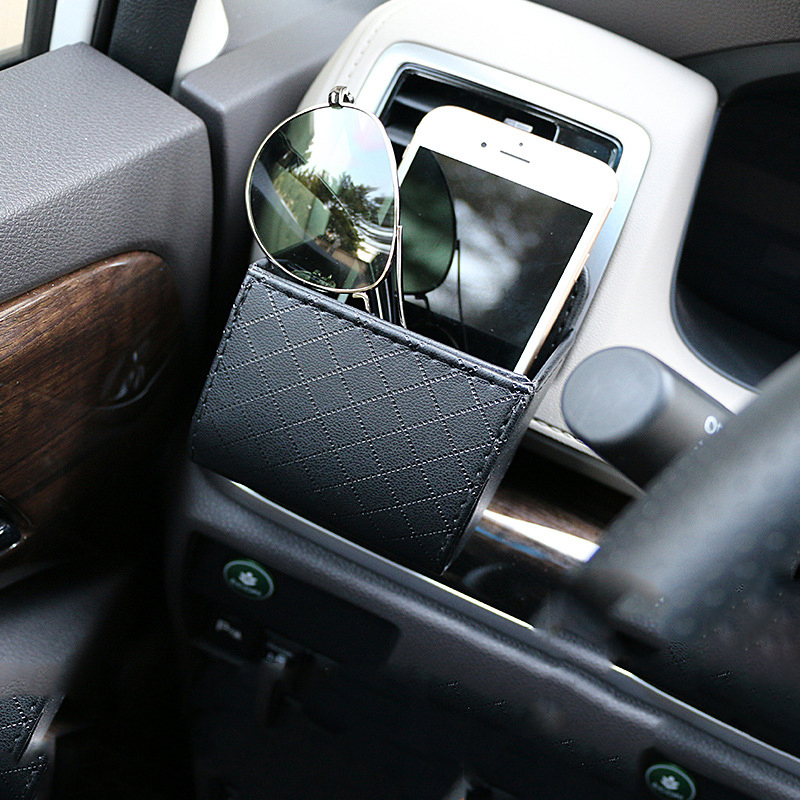 Car Air Outlet Mobile Phone Pocket Organizer Holder Hanging Sundries Storage Glasses Bag Auto Accessories Stowing Tidying