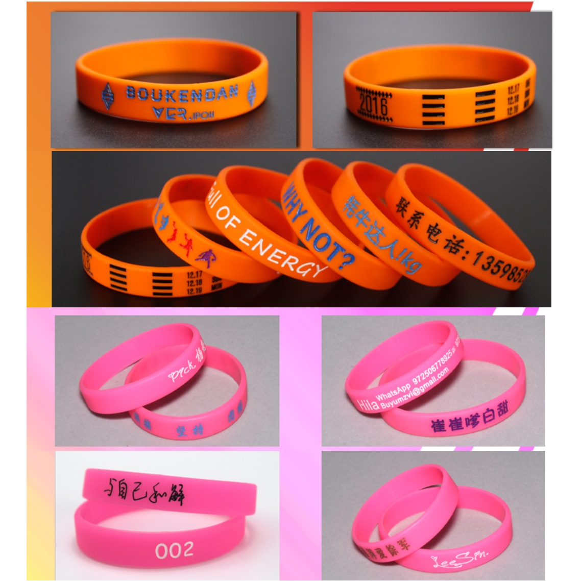 1PCS Engraved Personalized Custom Wristband SOS ID Bracelet Phone Number Silicone DIY Band for Birthday Party Events Anti-lost