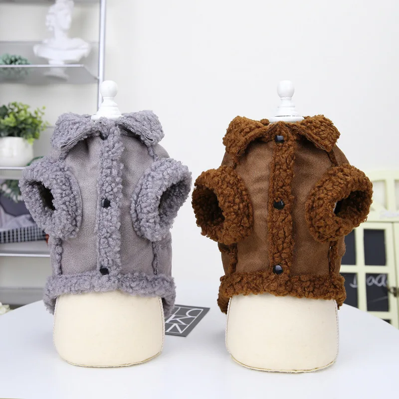 Lamb Fleece Warm Dog Jacket Fur Collar Fleece Dog Vest Clothes for Small Dogs Chihuahua Yorkie Coat Jacket Pug Costume Chien