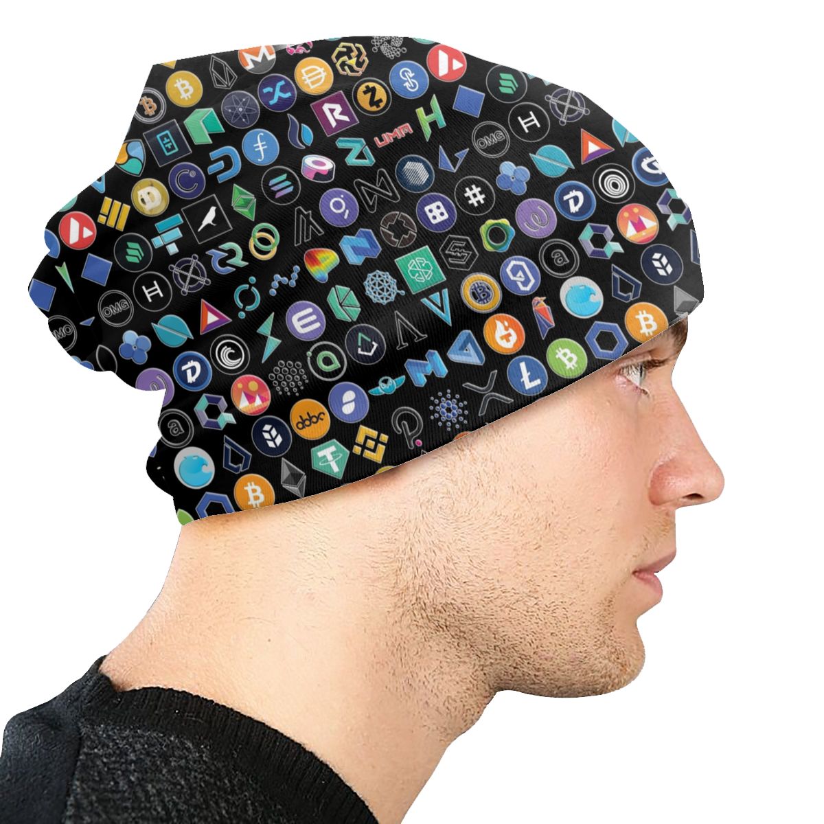 Bonnet Femme Knit Hat Hip Hop Crypto Coins Altcoin Blockchain Logo Beanie Cap Outdoor Bitcoin Ethereum Beanies Cap For Men Women