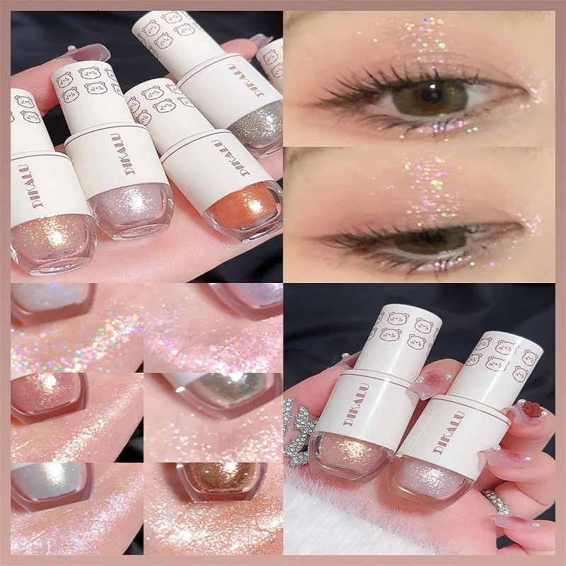 DIKALU Bear Bowling Ball A Teardrop Liquid Eyeshadow Eye Makeup Lying Silkworm Pearl Super Sparkle Glitter Fine Glitter Powder 240624