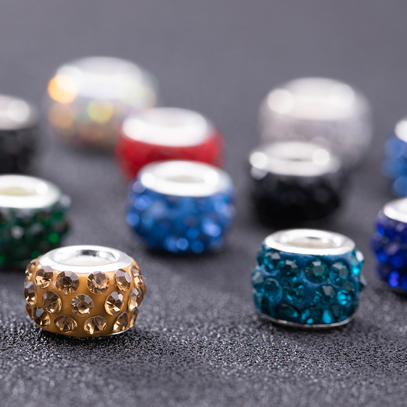 20Pcs Lot Large Hole Beads European Style Colorful Glass Spacer Beads Rhinestone Craft Beads for DIY Bracelet Jewelry Necklaces