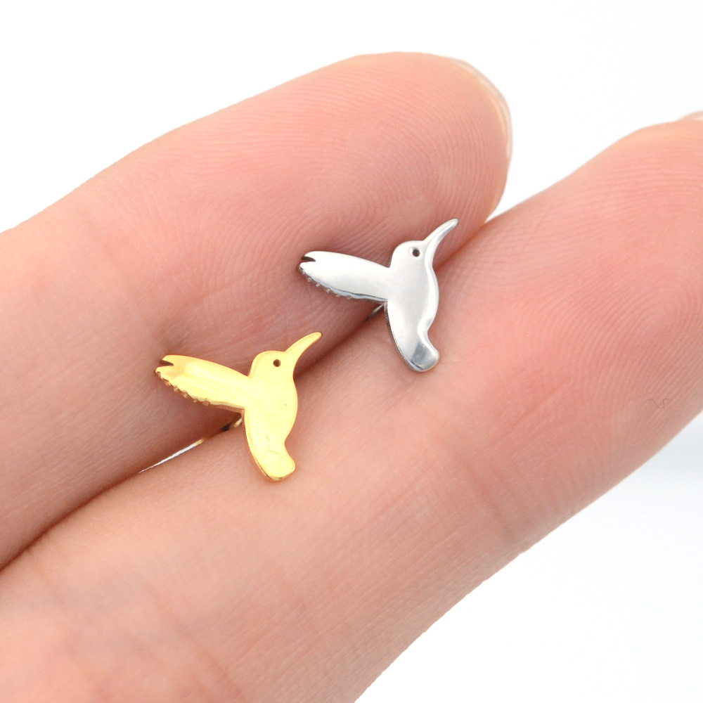 Starose 2Pcs Animal Dolphin Bird Ear Piercing Helix Stud Earring Surgical Steel Bar Tragus Cartilage Piercing Flat Conch Jewelry