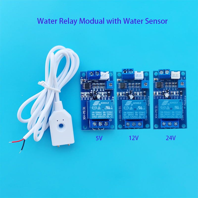 5V 12V 24V Water Leakage Sensor Relay Module Water Leaking Flood Overflow Detector with Water Sensor for Smart Home Smart Life