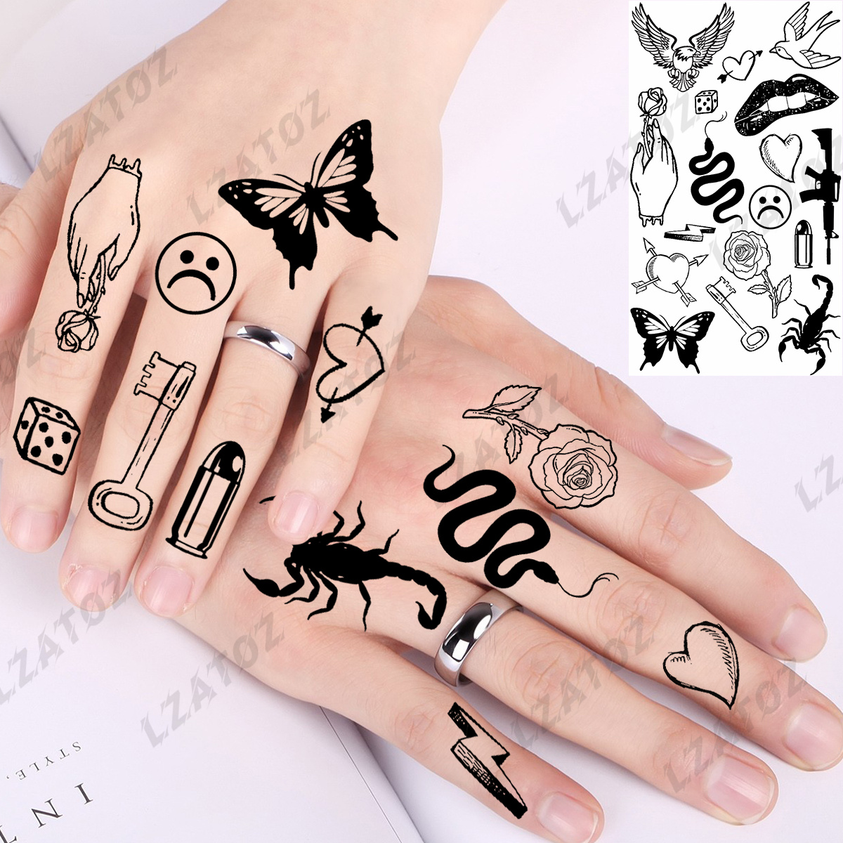 Unique Compass Temporary Tattoos For Woman Kids Realistic Ghost love Fake Tattoo Sticker Small Hand Water Transfer Tatoo Decal