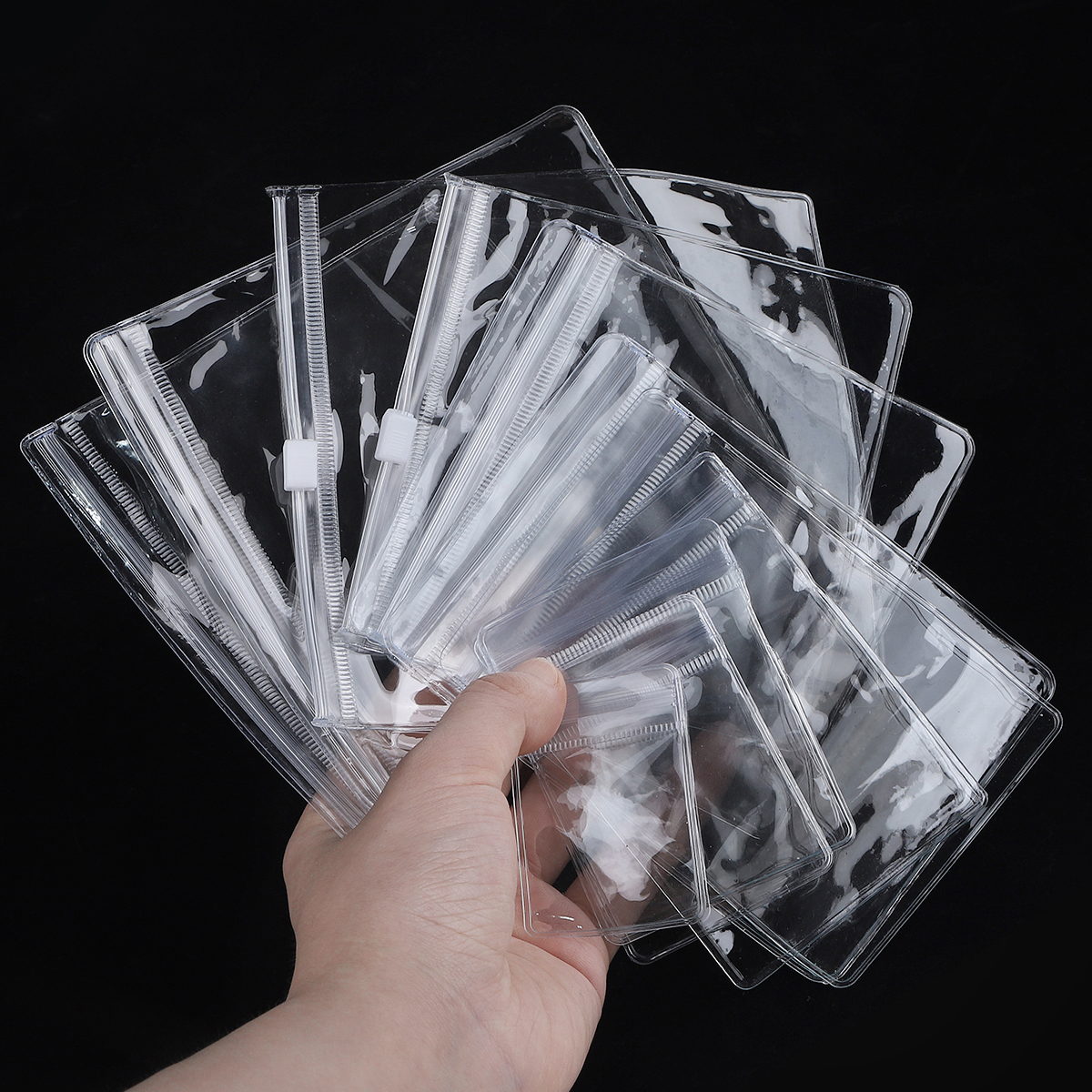 50pcs PVC Self Sealing Plastic Jewelry Zip Lock Bags Thick Clear Ziplock Earrings Packaging Storage Bags Universal Pouches