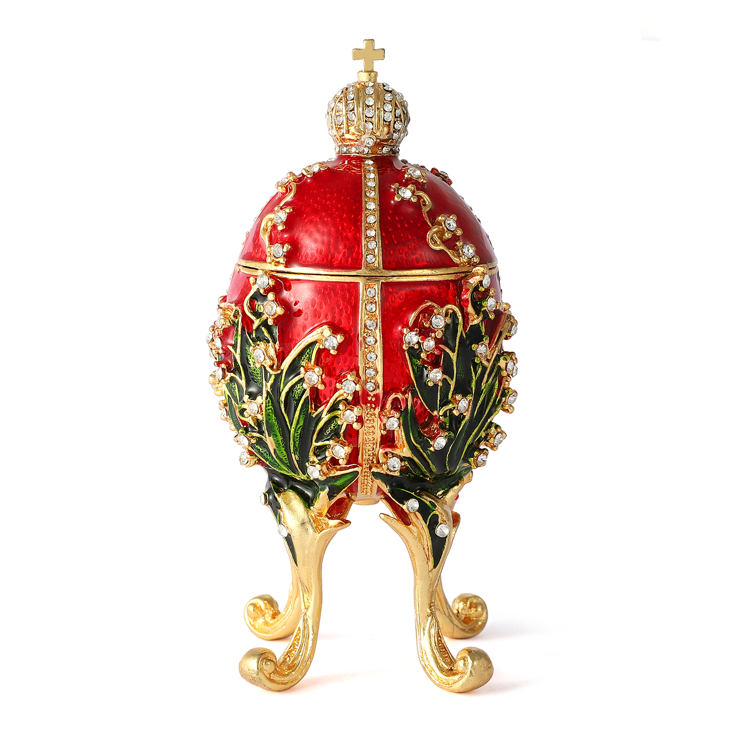 QIFU New Arrive Handicraft Metal Beautiful Faberge Egg for Trinket Box