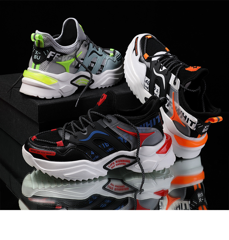 Pop shoes men's sneakers fall and winter mesh fashion trend casual shoes students Korean running men's shoes