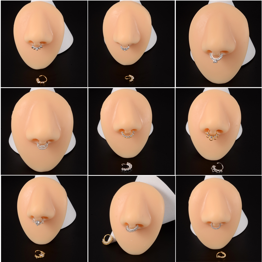 1Pcs Surgical Steel Cz Nose Hoop Nostril Bendable Ring Cartilage Tragus Daith Earrings Septum Clicker Helix Conch Rook Piercing