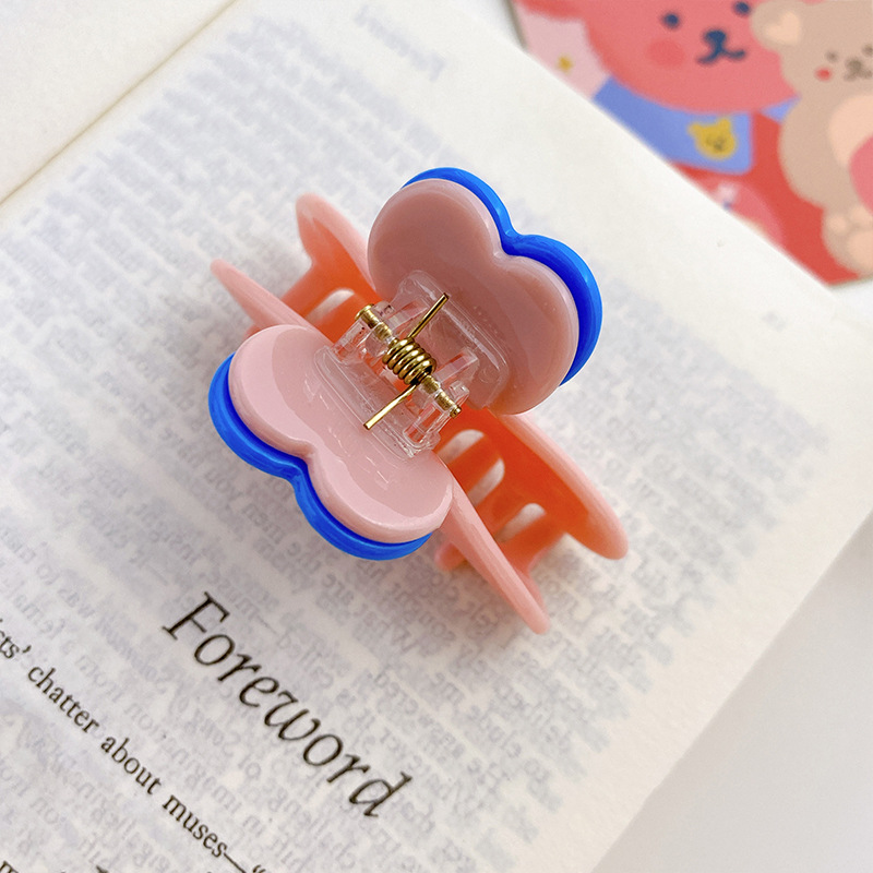 2023 New 5.5 CM Small Korean Two Color Cute Girls Love Hair Accessories Colorful Hair Claws Acetate Shape Heart Claw For Woman