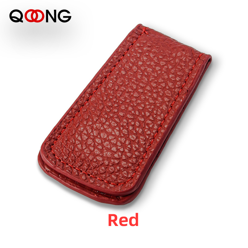 QOONG Men's Leather Srong Magnetic Money Clip Slim Mini Bills Wallet Holder Women Credit ID Cards Magnet Money Clips ML1-002