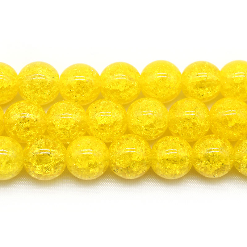 Natural Yellow Cracked Crystal Stone Round Loose Beads For Jewelery Making Diy Bracelet Accessories 15inch/strand 6/8/10mm