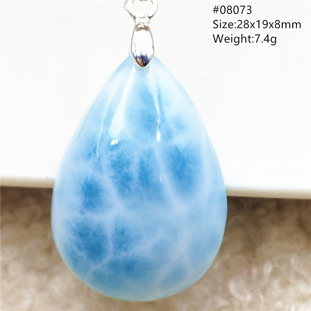 Natural Blue Larimar Water Drop Pendant Love Beads Jewelry Women Men Water Pattern Crystal Love Necklace From Dominia AAAAA