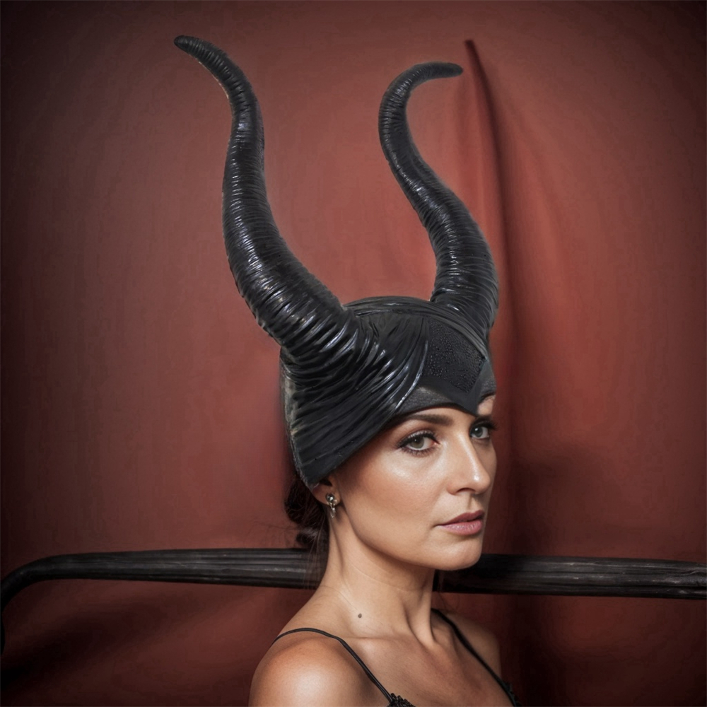 Maleficent Horns Women Halloween Party Maleficent Adult Cosplay Costume Set Jolie Mask Headpiece Hat Carnival Witch Helmet