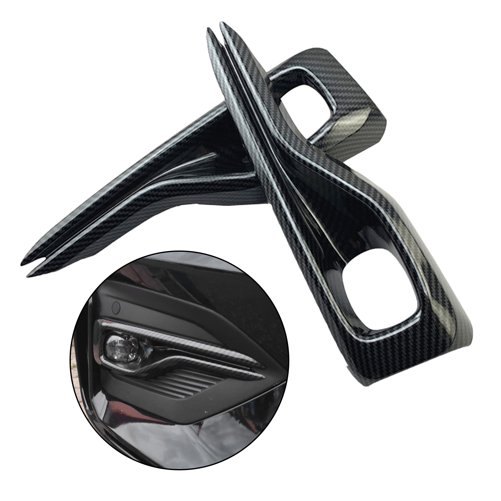 2Pcs Front Foglight Fog Light Lamp Cover Trim Accessories for Ford Focus 2019 2020 ST-Line