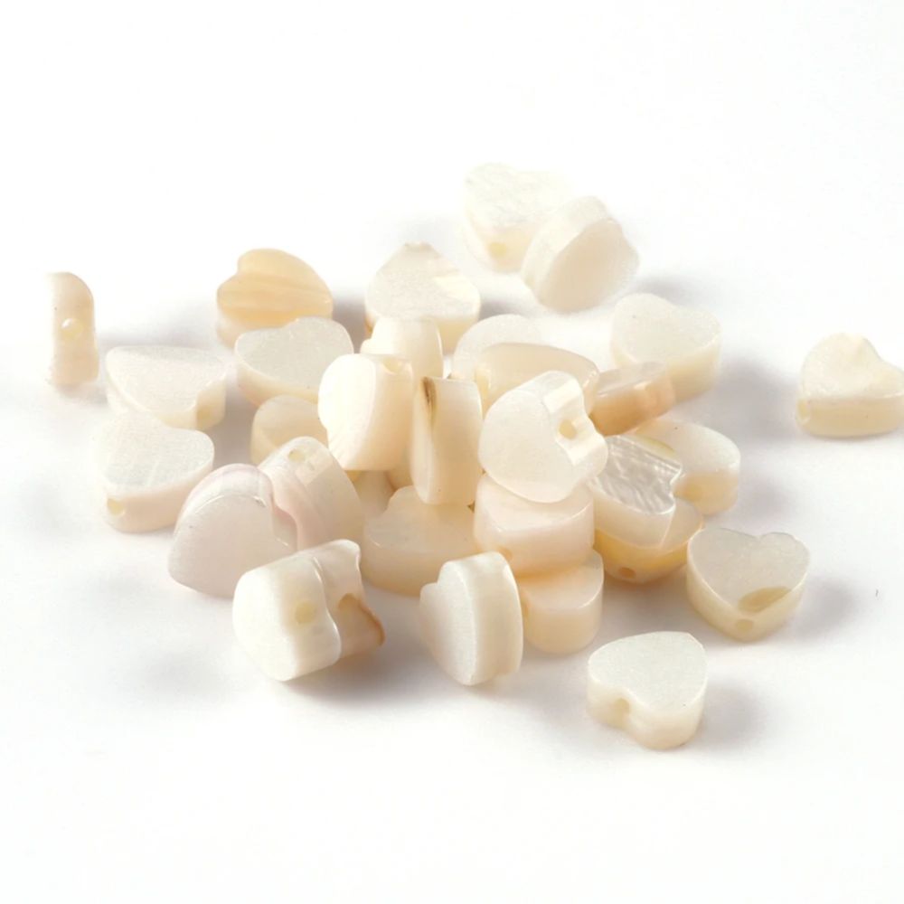 30pcs/lot Natural White Mother Of Pearl Shell Beads Loose round heart star Shell Chip Charms beads For Bracelet Jewelry Making