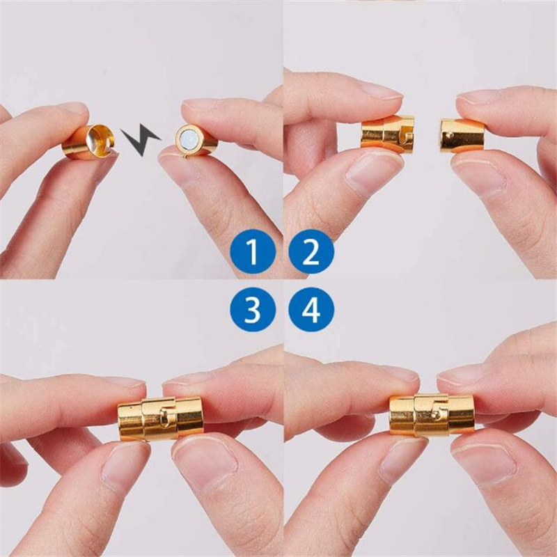 5pcs/lot 3 4 5 6 8 10mm Strong Magnetic Clasps With Locking Mechanism Fit Leather Cord End Cap DIY Bracelets Connectors Making