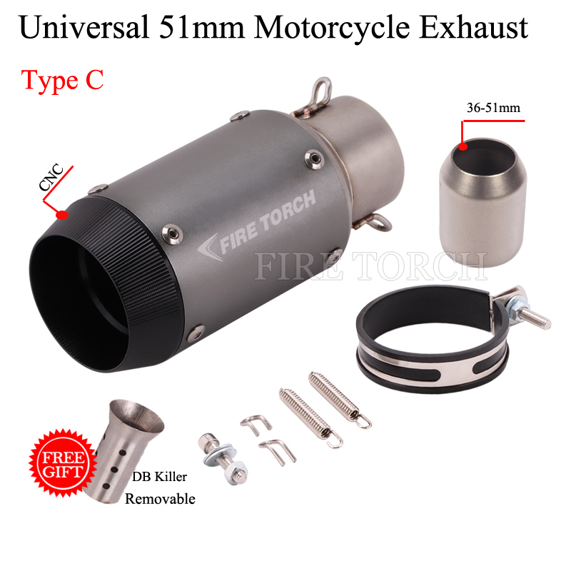 Slip On Universal Motorcycle Mini Exhaust Pipe Muffler Modified Escape DB Killer 51mm For Ninja 650 MT-03 GSXR600 CBR1000RR