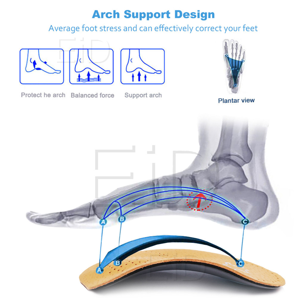 EiD Leather Orthopedic Insoles Orthotics Health Sole Pad For Flat Foot Heel Pain Arch Support Man Woman Shoe insole sole Insert
