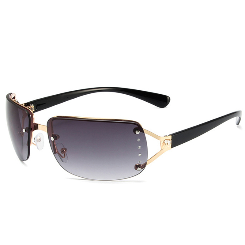 Rimless Sunglasses Women Luxury Brand Designer Sun Glasses UV400 Unisex Shades Fashion Eyewear Y2k Punk One Piece with Diamond Square S71 8027 IVISTA