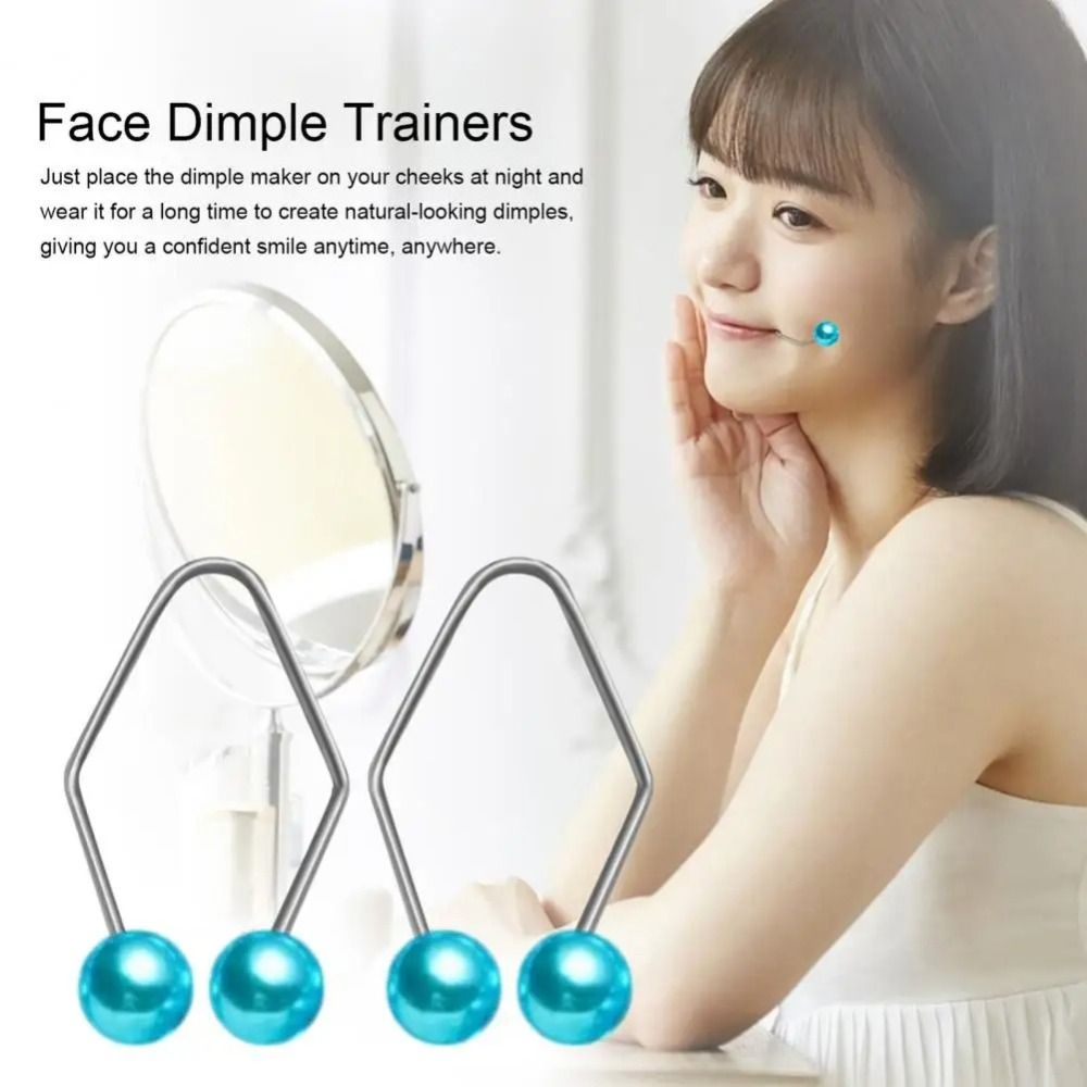 1 Pair Develop Natural Dimples Dimple Trainer Sequin Style Easy to Wear Alloy Dimple Maker for Cheeks Facial Beauty Tools