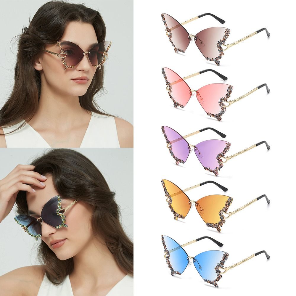 Rhinestone Diamond Oversized Butterfly Sunglasses Purple Sunglasses for Women Bling Sun Glasses Ladies Shades