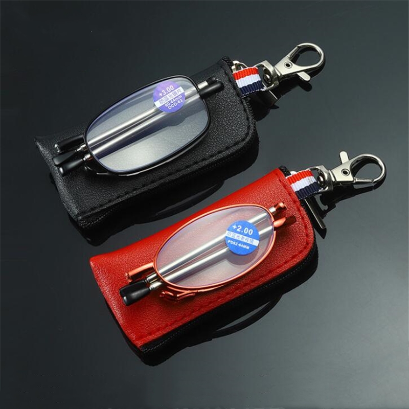 Folding Glass Lenses Metal Reading Glasses Convenient Zipper Bag Men Women Old Man Eyewear +100 +1.5 +2.0 +2.5 +3.0 +4.0 GH960
