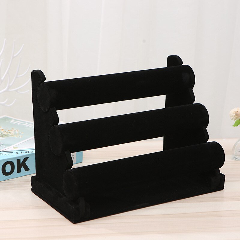 3Tier Velvet Jewelry Bracelet Watch Bangle Display Holder Stand Showcase T-bar Storage Necklace Bangle Organizer Stand Holder