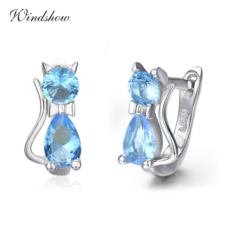 Cute Kitty Kitten Cat CZ 925 Sterling Silver Gatos Small Loop Huggies U Hoop Earrings For Kids Baby Girls Children Jewelry Aros