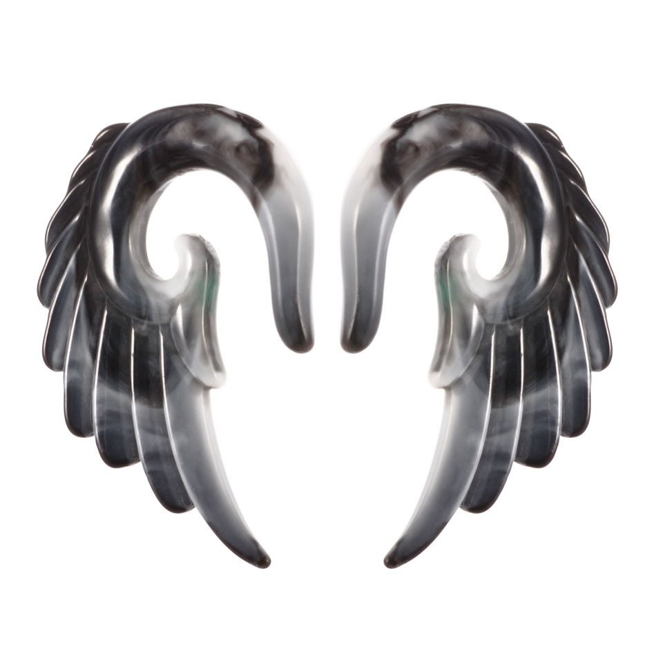 Modrsa 1pair Angel Wings Resin Plugs And Tunnels Acrylic Ear Gauges Expander Tunnel Ear Piercing Body Jewelry