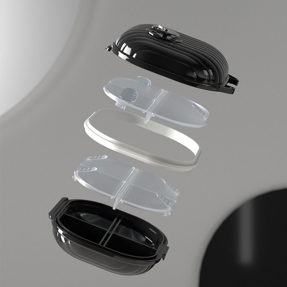 Silica Gel Weekly Pill Case Sealed Against Moisture Durable Pill Container Organizer Black Cream Mini Medicine Box Travel