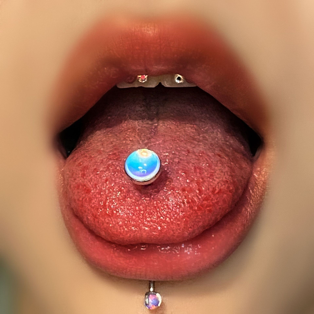 Body Piercings Jewelry For Women Sexy Titanium Tongue Piercing Punk Rings For Teens Septum Fake Goth Femme Opal Tongue Stud