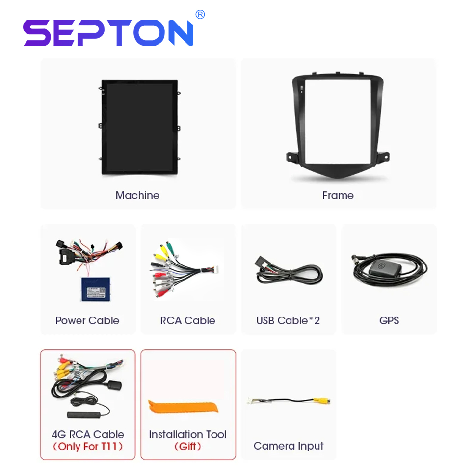 SEPTON 9.7" Android 12 Car Radio for Chevrolet Cruze 2008-2014 CarPlay Multimedia Video Player Stereo GPS 4G 2Din Audio HeadUnit