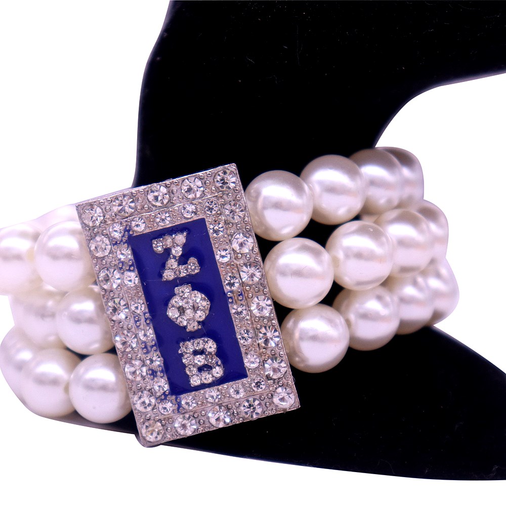 Drop Ship New Made Three Layers Multi String Beads Pearls Greek Letter Sorority Zeta Phi Beta Bracelets Society Club Jewelry
