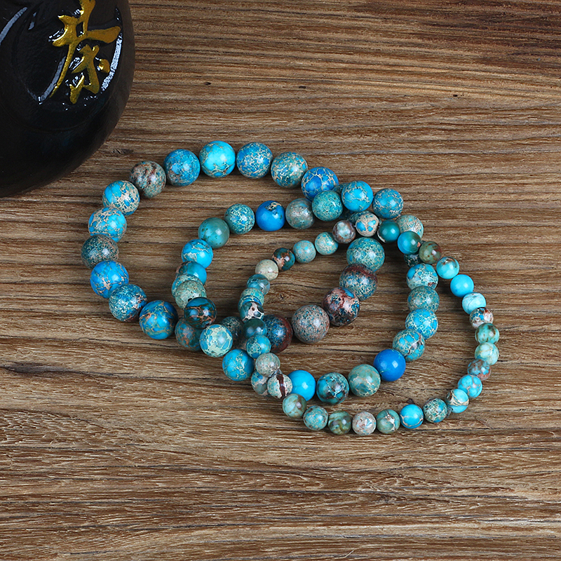 Nature Imperial Jaspers Beads Bracelets for Women Lake Blue Sea Sediment Turquoises Bracelets Men Natural Energy Stone Jewelry