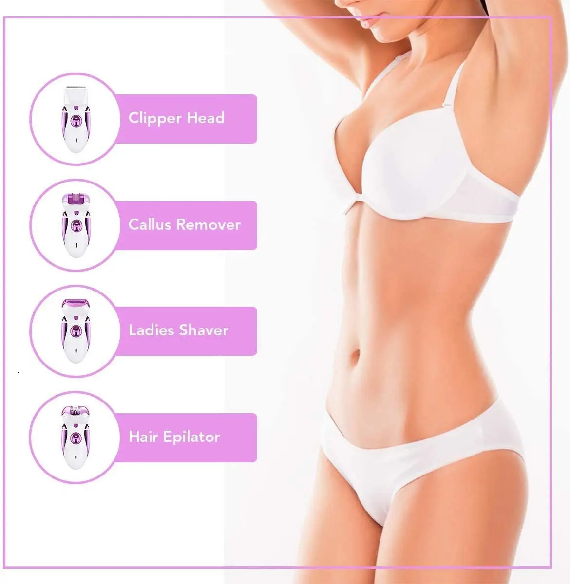 Electric Hair Removal Epilator for All Body Hair Electric Epilator Male 4 in 1 Rechargeable Women Machine for 240624