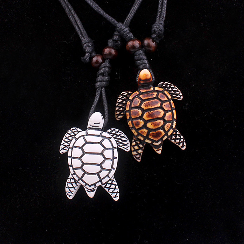 Handmade Sea Turtle Pendants Bracelet Adjustable Leather Rope Necklace Ethnic Charms Amulet Surfer Ocean Women Men Jewelry Gifts